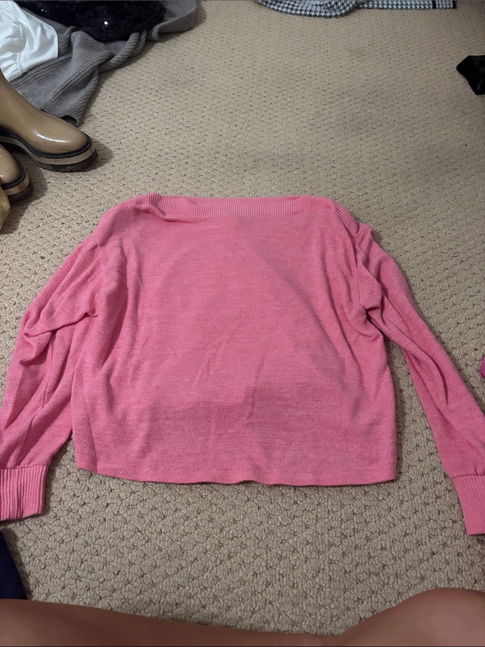 H&M Pink Crew Neck Lightweight Knit Sweater